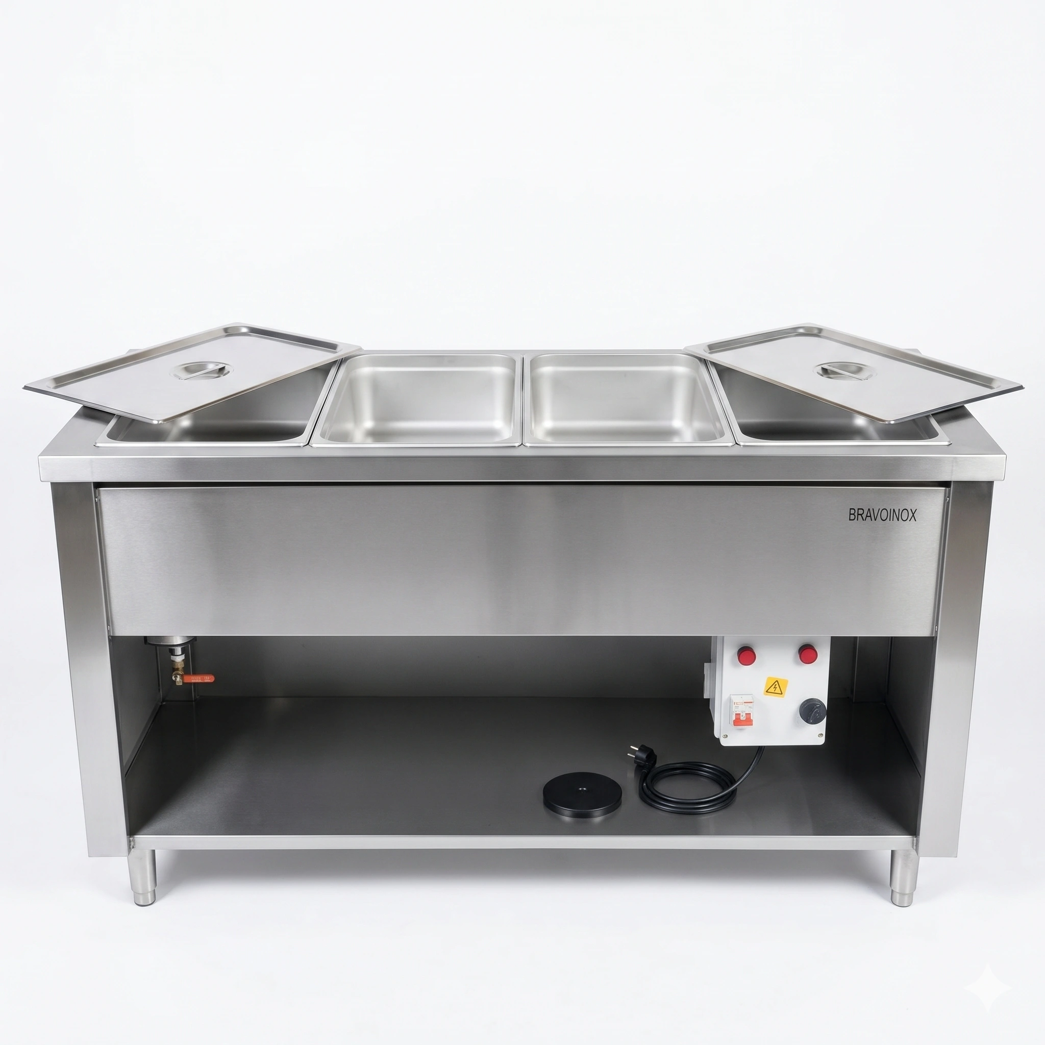 Baño María industrial en acero inoxidable con 3 o 4 depósitos fabricado por Bravoinox Chile
